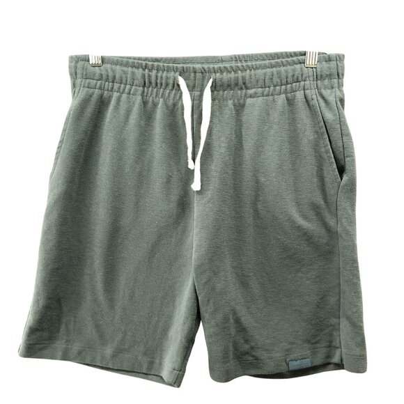 Zara Sweat Shorts Mens M Olive Green Textured Drawstring 6.5'' Inseam Lounge - Picture 1 of 9